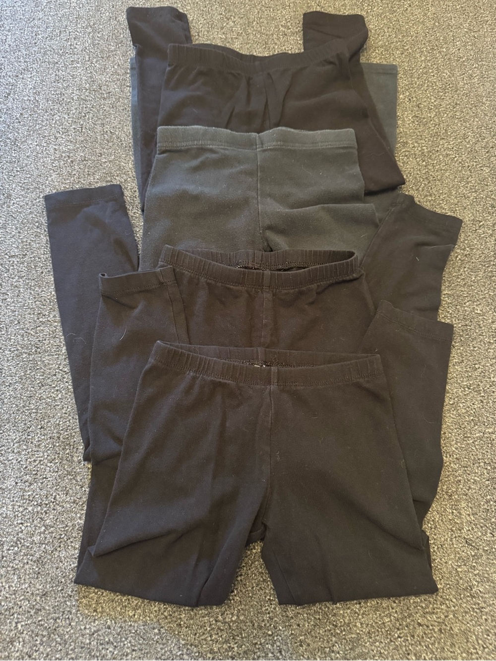 4pc Girls Black Leggings Bundle Size 5T Cotton Stretch Basics Layering Lot